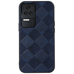 Coque en TPU + PU antichoc, texture quadrillée, bleu pour votre Xiaomi Redmi K50/Redmi K50 Pro