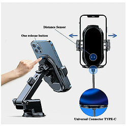 Chrono Support de chargeur de voiture sans fil à serrage automatique -10W Qi Support de téléphone de voiture à charge rapide Support de téléphone de voiture compatible avec iPhone12/12 pro max/Samsung S20/note 20 tous les téléphones de 4,7 à 6,7 pouces (noir) pas cher