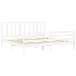 Maison Chic Lit adulte - Cadre Structure de lit avec tête de lit Contemporain blanc 200x200 cm bois massif -MN34334 pas cher