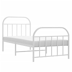 Avis vidaXL Cadre de lit métal sans matelas avec pied de lit blanc 90x200cm