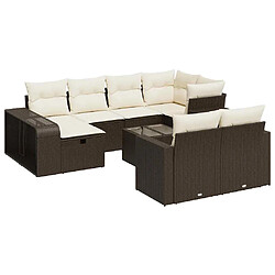 vidaXL Salon de jardin et coussins 11 pcs marron résine tressée