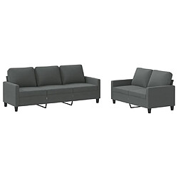 Maison Chic Ensemble de canapés 2 pcs avec coussins, Canapé droit Sofa pour Salon Gris foncé Tissu -GKD119619