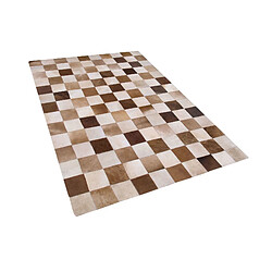 Beliani Tapis en cuir marron et beige 140 x 200 cm SOLMAZ