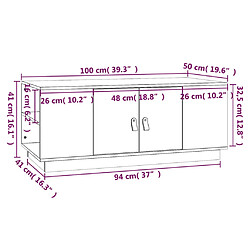 vidaXL Table basse Gris 100x50x41 cm Bois massif de pin pas cher