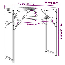 vidaXL Table console avec étagère noir 75x30x75 cm bois d'ingénierie pas cher