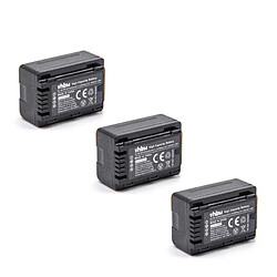 vhbw 3x Li-Ion batterie 1600mAh puce d'information pour appareil photo DSLR Panasonic HC-V210GK, HC-V210M, HC-V210MGK, HC-V270, HC-V520, HC-V520GK