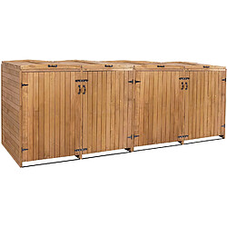 Acheter Decoshop26 Abri de poubelles extérieur conteneurs à ordures jusqu'à 8 bacs avec couvercle 126x316x98 cm en bois certifié FSC marron 04_0002872