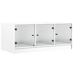 vidaXL Table basse avec portes en verre blanc 102x50x42 cm