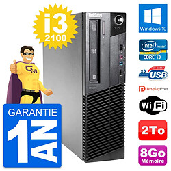 PC Lenovo ThinkCentre M81 SFF Intel i3-2100 RAM 8Go Disque 2To Windows 10 Wifi - Occasion