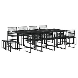 vidaXL Ensemble à manger de jardin 13 pcs noir résine tressée