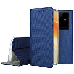 Htdmobiles Housse pour Vivo X80 Pro 5G - etui coque pochette portefeuille + film ecran - BLEU MAGNET