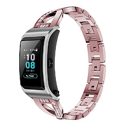 Bracelet en métal 18mm, strass décor, rose pour votre Garmin Venu 2S/Vivoactive 4S