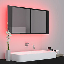 Acheter vidaXL Armoire à miroir de bain à LED Noir brillant Acrylique