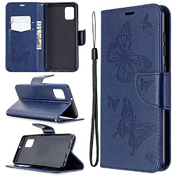 Etui en PU empreinte papillon bleu pour Samsung Galaxy A31