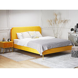 Beliani Lit double en velours jaune 140 x 200 cm FLAYAT