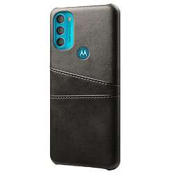 Coque en TPU + PU KSQ anti-empreintes digitales avec porte-cartes noir pour votre Motorola Moto G71 5G