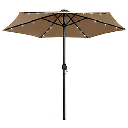 vidaXL Parasol de jardin avec lumières LED et mât en aluminium taupe 