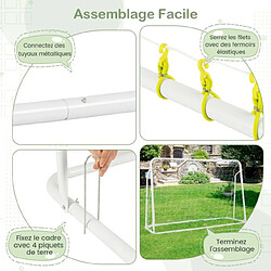 Acheter Helloshop26 But de football exterieur 2 en 1 à 187 x 122,5 cm cage de foot avec filet de rebond angle réglable cadre en métal pour 6+ ans blanc 20_0008023