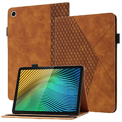 Etui en PU motif à losanges avec porte-cartes, marron pour votre Realme Pad 10.4 pouces