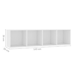 vidaXL Bibliothèque/Meuble TV Blanc 143x30x36 cm pas cher