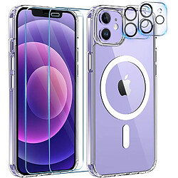 Coque Silicone Transparente Compatible Magsafe + Verres Trempes et Protections Camera Arriere X2 Pour iPhone 12 Mini Little Boutik®