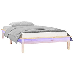 Avis Maison Chic Lit adulte - Cadre de lit à LED,Structure du lit Contemporain 100x200 cm bois massif -MN67465