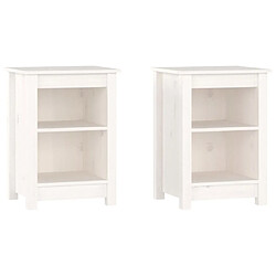 Maison Chic Lot de 2 Tables de chevet,Table de nuit,Table d'appoint pour salon Blanc 40x35x55 cm Bois de pin solide -MN86517