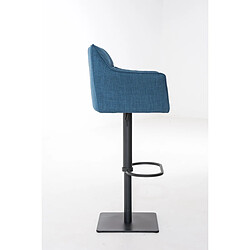 Avis Decoshop26 Tabouret de bar chaise haute de comptoir couture carrées assise en tissu bleu cadre en métal noir 10_0004693