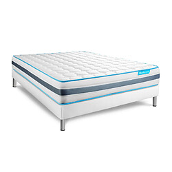 Bodycare Ensemble 140x190 matelas BodyFlex ressorts ensachés et mémoire de forme + sommier kit blanc