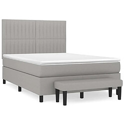 Maison Chic Lit Adulte - Lit simple Lit à sommier tapissier avec matelas moelleux - Meuble de Chambre - Gris clair 140x200cm Tissu -MN58325