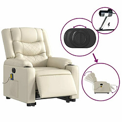 Maison Chic Fauteuil Relax pour salon, Fauteuil inclinable de massage électrique crème similicuir -GKD36361 pas cher