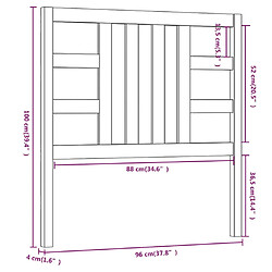 vidaXL Tête de lit Noir 96x4x100 cm Bois massif de pin pas cher