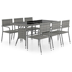 vidaXL Ensemble à Manger de jardin 7pcs Résine tressée Anthracite gris