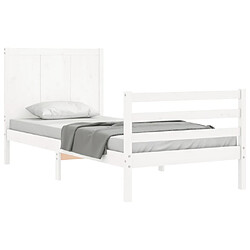 Acheter Maison Chic Cadre/structure de lit avec tête de lit pour adulte - Lit Moderne Chambre blanc petit simple bois massif -MN16221