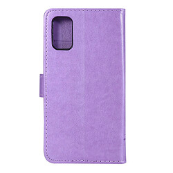 Etui en PU empreinte papillons flip avec support violet clair pour votre Samsung Galaxy A41 (Global Version)