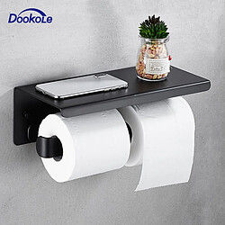 Avis Universal Porte-papier hygiénique à deux rouleaux Etagère murale, salle de bains Porte-papier à deux rouleaux avec rangement pour téléphone portable/lingettes Noir mat | Porte-papiers (noir)