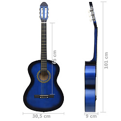 vidaXL Guitare classique avec sac pour débutants Bleu 4/4 39" pas cher