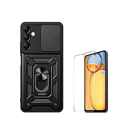 Kit de verre trempé de ClearGlass + 3x1 défenseur militaire Phonecare pour Samsung Galaxy A15 - le noir