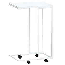 Acheter vidaXL Table d'appoint avec roues Blanc 40x30x63,5cm Bois d'ingénierie