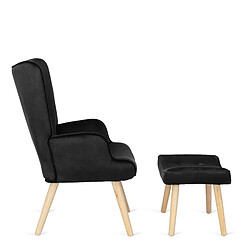 Vivaldi Fauteuil avec Repose-Pieds LOZANO Noir Velours