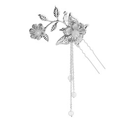 Chinois antique Cosplay Drame pince à cheveux U Pin Tassel fleur perle blanc