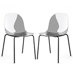 Inside 75 Lot de 2 Chaises ACADEMY pieds métal assise plastique gris fumé transparent