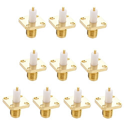 Avis Wewoo 10 PCS Plaqué Or SMA Femelle 4 Trous Chassis Panel Mount Extended Dielectric Solder Connecteur Adaptateur