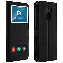 Avizar Housse Xiaomi Pocophone F1 Etui Double Fenêtre Coque Silicone - Noir