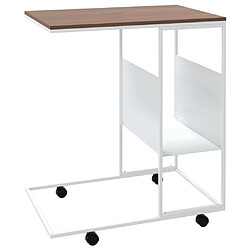 Acheter vidaXL Table d'appoint avec roues blanc 55x36x63,5cm bois d'ingénierie