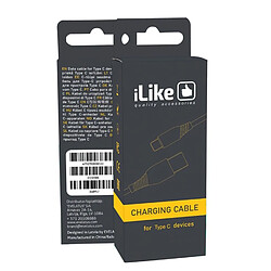 iLike ICT01 Câble TPE durable USB vers USB-C (Type-C) Câble de données et chargeur rapide 3,1 A 1 m Noir