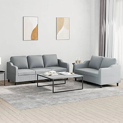 Maison Chic Ensemble de canapés 2 pcs avec coussins, Canapé droit Sofa pour Salon Gris clair Tissu -GKD630869