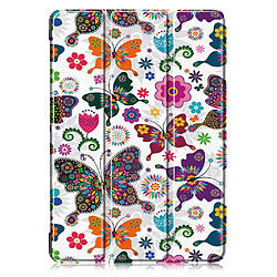 Etui en PU impression de modèle avec support tri-pliure papillons et fleurs pour votre Apple iPad 10.2 (2019)