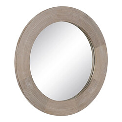 BigBuy Home Miroir mural Blanc Naturel Verre Bois de manguier Bois MDF Vertical Rond 91,5 x 3,8 x 91,5 cm