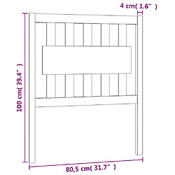 vidaXL Tête de lit Gris 80,5x4x100 cm Bois massif de pin pas cher